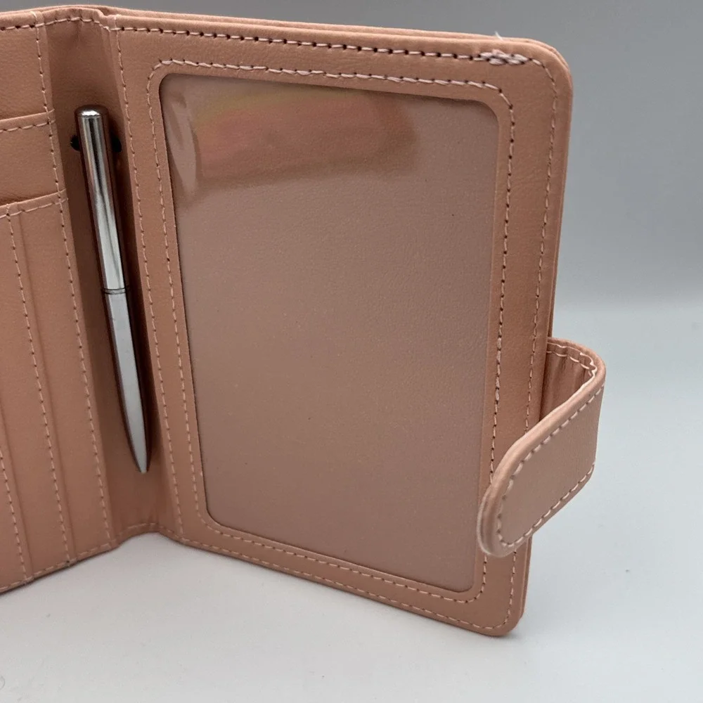 GOAUS Passport Holder with Money Pocket and AirTag Card Slot RFID Wallet Pink